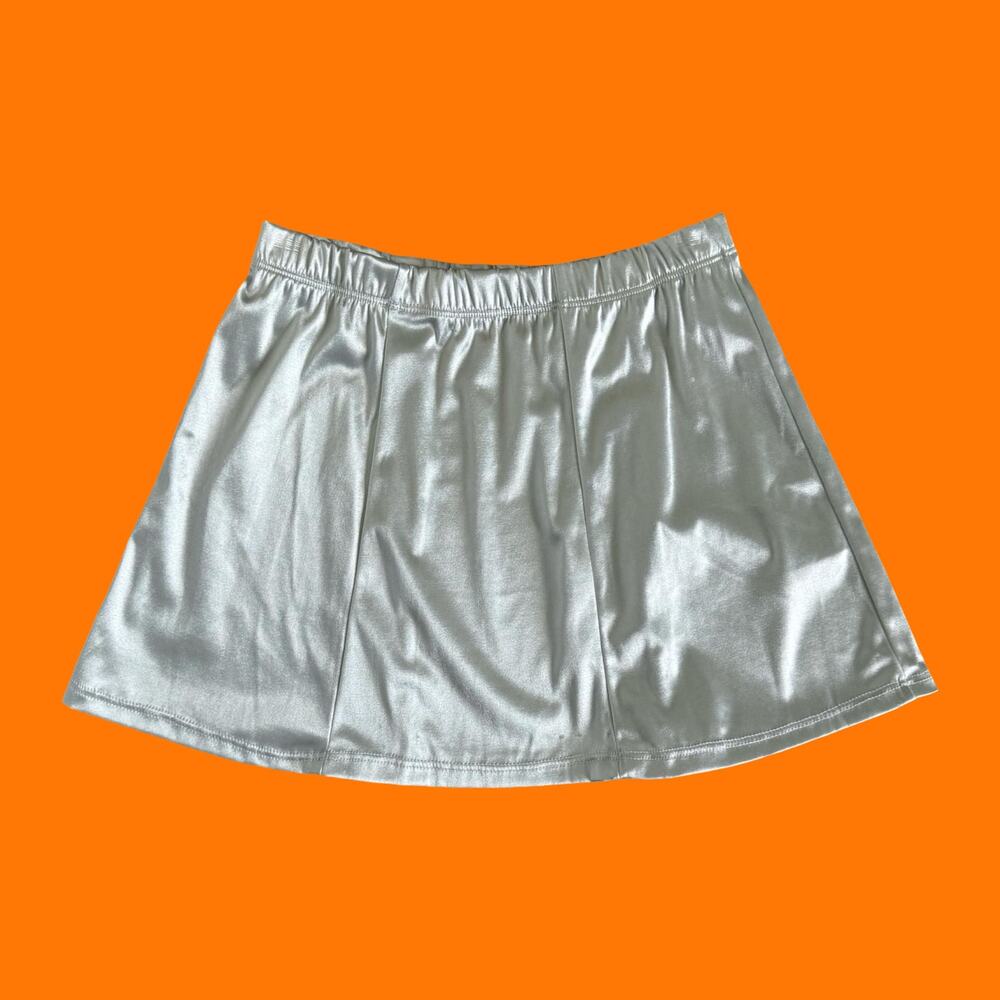 90's vintage metallic silver high waisted micro mini skirt SMALL *deadstock*